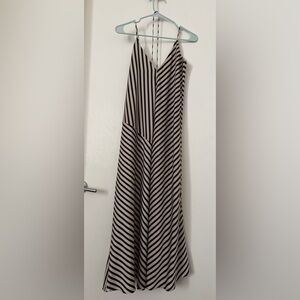 Banana Republic Black and Cream Striped Petite Blouse